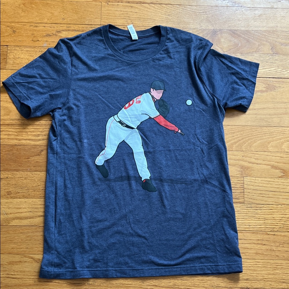 Tim Wakefield Navy Blue Graphic Baseball T-Shirt